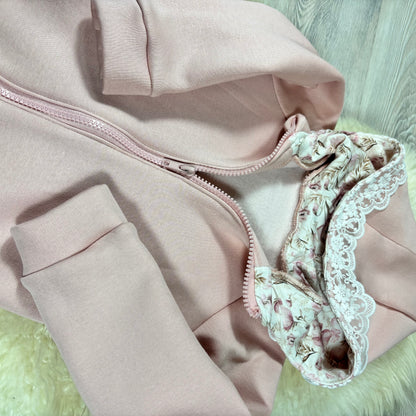 Bestickte Sweatjacke mit Spitzendetail